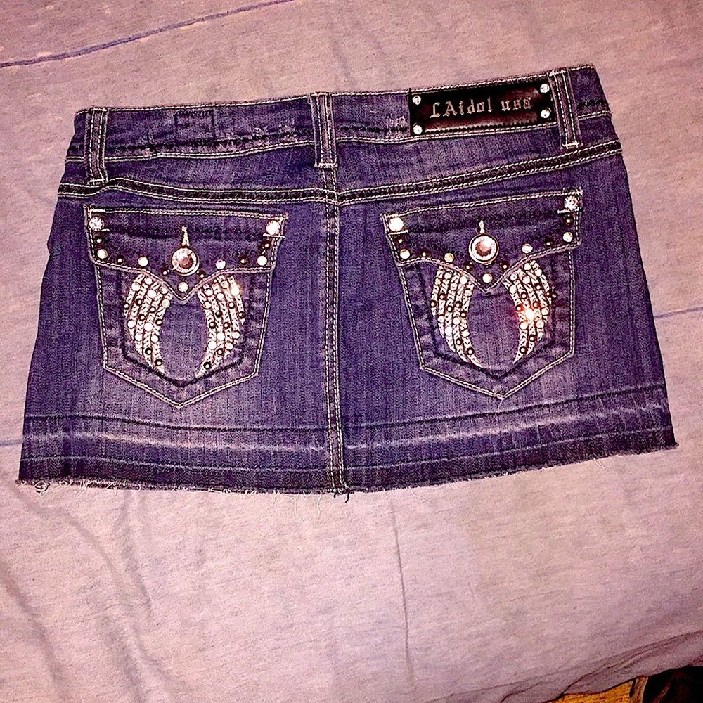 LA Idol Rhinestone denim skirt
